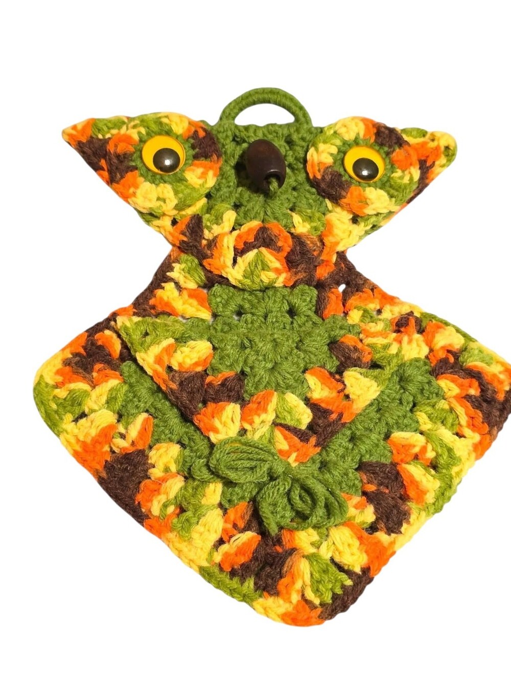 Vintage | Green Crochet Owl Hanging